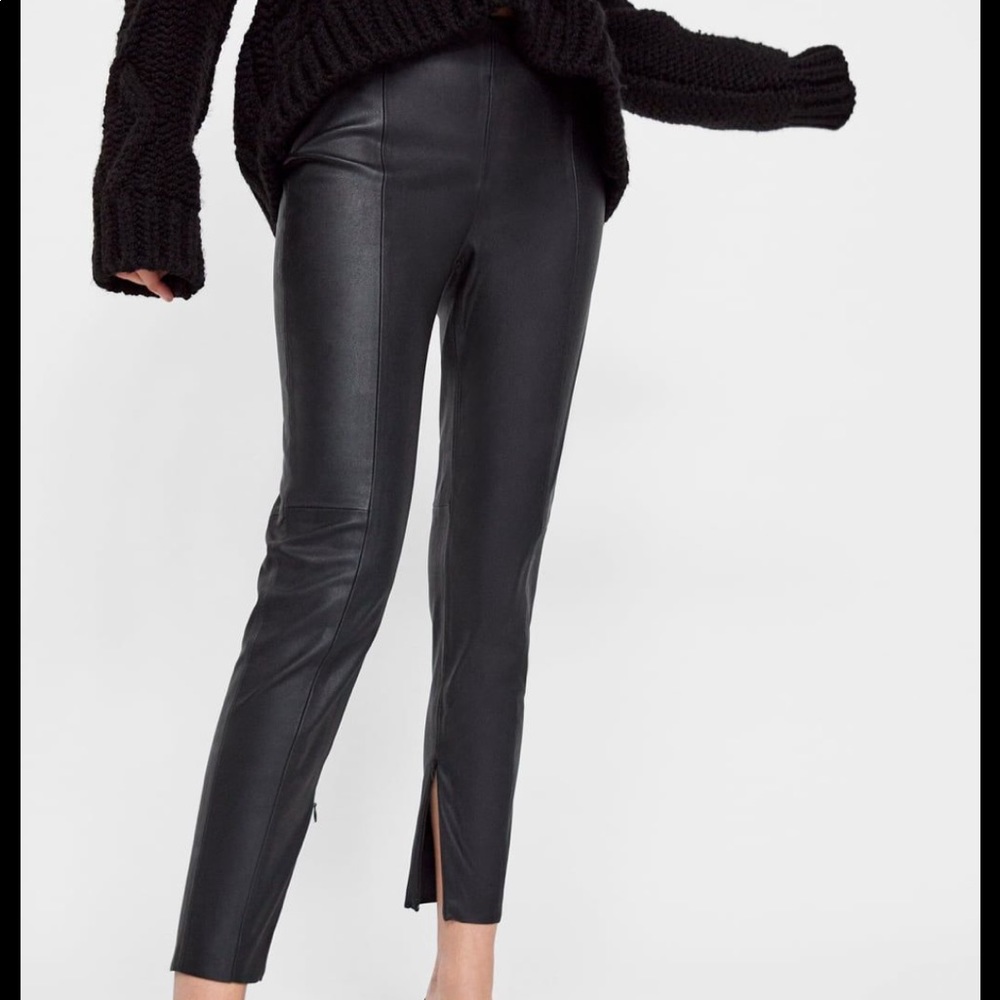 Zara basics faux leather leggings
